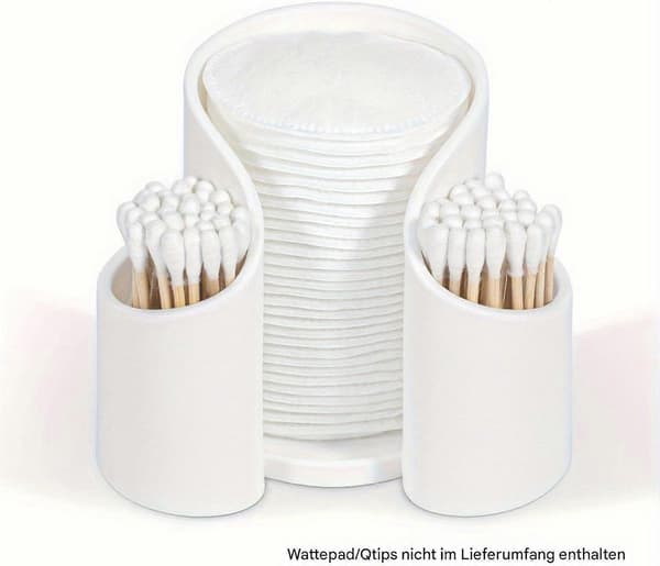 Qtips Holder, Dispenser Case, Safe Vanity, Sminkeorganisator, Bomullsputer Tanntråd, Kompakt, Praktisk, 11x9x7cm Hvit [DB]
