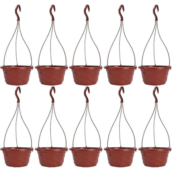10-pack Plast Hängande Självvattnande Trädgårdsblomkruka för Utomhus- och Inomhusväxter red