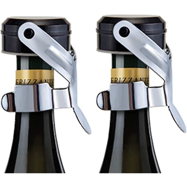 Champagne- och vinflaskproppar med silikon av livsmedelskvalitet för vin/champagne/cava/prosecco/mousserande black and white each 2pcs