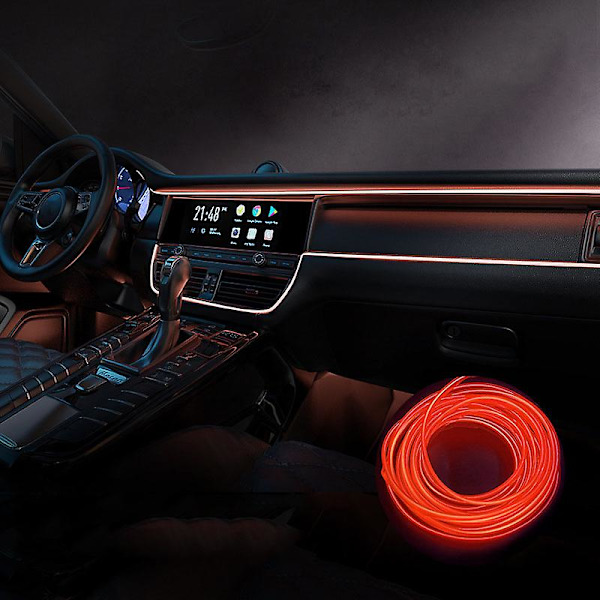 Auton LED-sisävalolista 3m USB Neon-johtovalot Hohtava tunnelmavalaistus Auton sisustukseen Punainen