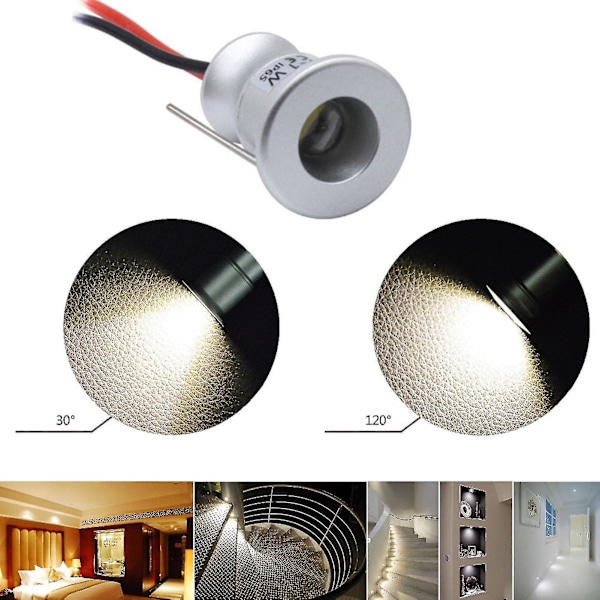 1w LED Mini Spotlight 15mm Uttak Forsenket Belysning Dc12v Ip65 Taklampe Cool White Light