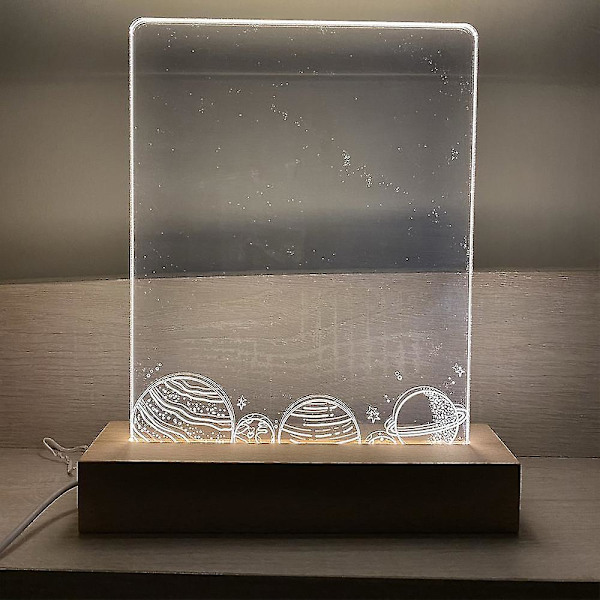 Rektangulär Massiv Bokträ LED-Bas för Hartsbokstavslampa Akryl Glas Hartskonst Trä Ljusvisningsbas LED-Stativ Dropship Three-tone Light