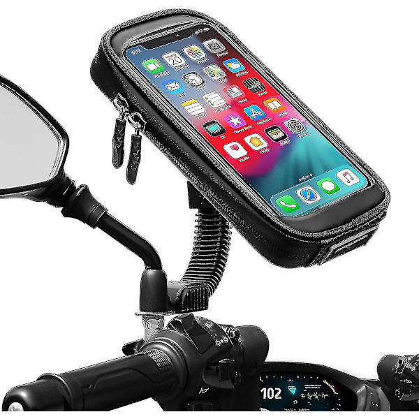 Vattentät Motorcykel Telefonhållare 360 Graders Rotation Motorcykel Scooter Smartphone Hållare med Regnskydd Telefonhållare för Motorcykel Speglar upp till