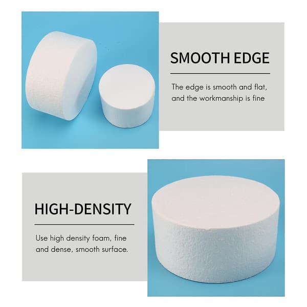 Rund kake-dummy 4 tommer / 6 tommer / 8 tommer (kake-dummy sett 4 tommer 6 tommer 8 tommer) white