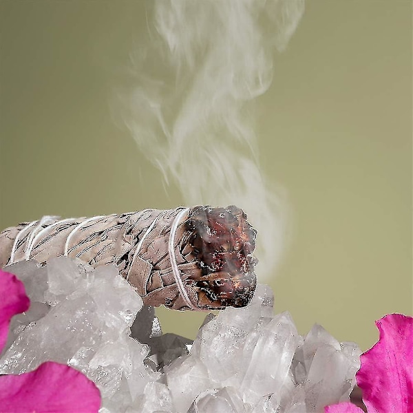 Vita Salvia-buntar, 4-tums Salvia-rökelser för hemrensning, rökelse, meditation och ritualer