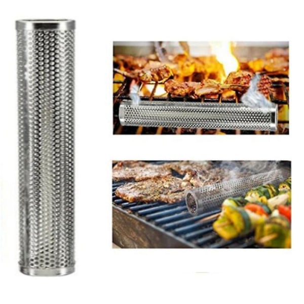 Bbq Rustfrit Stål Tilbehør Net Perforeret Net Ryger Rør Grill Generator SmokerBY Silver