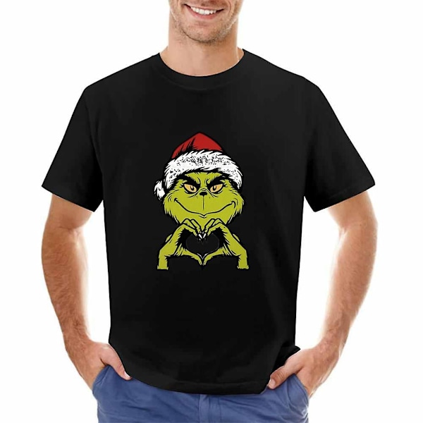 Ful Grinch Hjärta Händer T-shirt Julgåva Uttryck Kärlek Kortärmad För Par Kärlekspar Black M