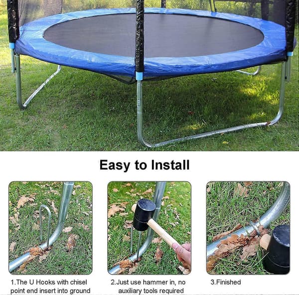 Markpinnar, 6-pack 30 cm U-formade trampolinpinnar, kraftiga markpinnar för camping [DB]