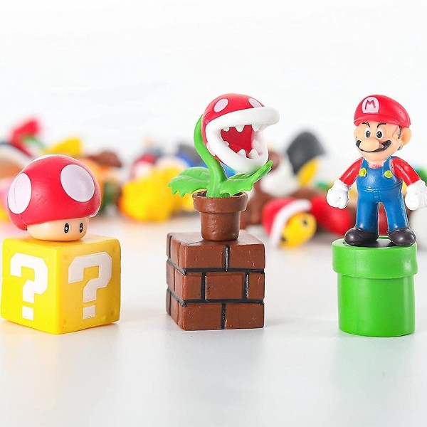 48 stk. Super Mario Bros Minifigur Legetøj Dukke Actionfigurer Model Ornament Fødselsdagskage Topper Gaver