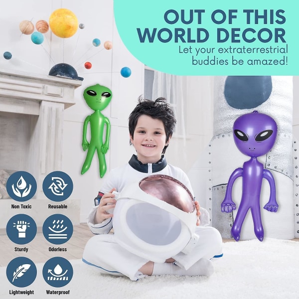 Jätte UFO Et Uppblåsbar Alien 90 Cm Marsbarn Alien Rekvisita Leksak Halloween Horror Födelsedag Rymdfest Dekoration Green x Purple x Blue 3 Pcs