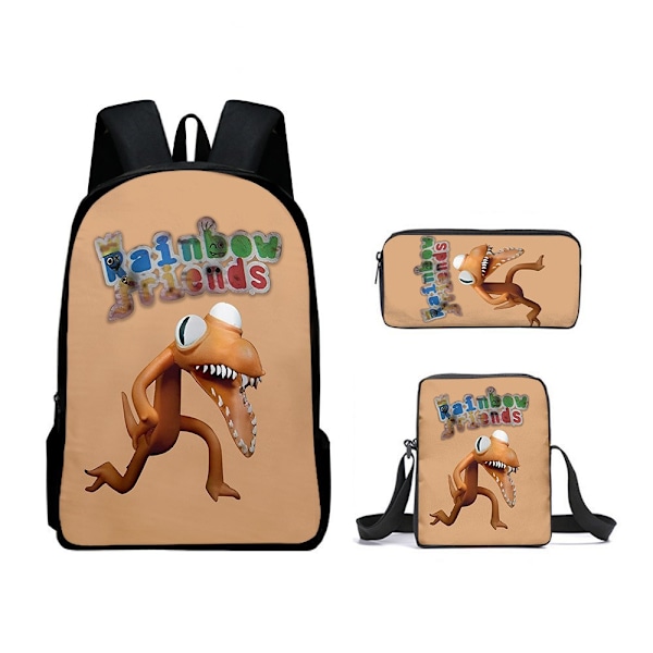 Rainbow Friends -reppu, koululaukku, kynäkotelo ja lounaskassi, kolmiosainen setti