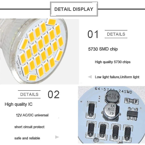 Mr11 Gu4 LED-pære Lys DC/AC 10-30V 3W, 12V, 24V, 30W Ekvivalent Halogenpære - Varmt Hvit 3000k