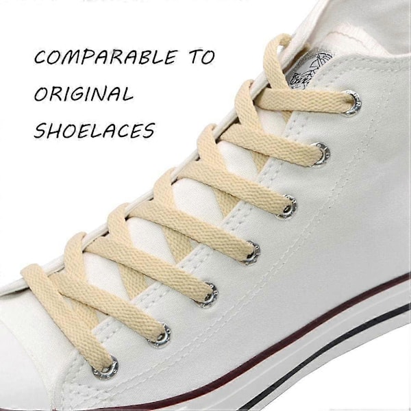 5 Par Platta Skosnören för Sneakers (Beige), Platta Skosnören för Sneakers - Ekonomiska, 8mm Breda