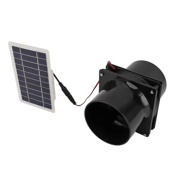 10W 12V Solcelledrevet Udstødningsventilator til Runde Rør ABS Solpanel Ventilationsventilatorsæt til Kæledyrshus Hønsehus RV Drivhus [PB]