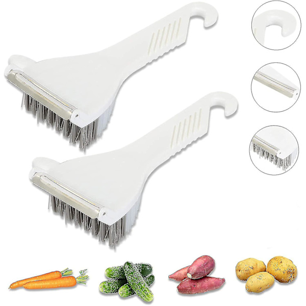 Grönsaksborste - Potatis Skrubbborste, Halksäker Hållbar Handtag Med Hängare, Lätt Att Använda Och Förvara, Perfekt För Potatis, Rädisa, Rengöring Skal, 2-pack