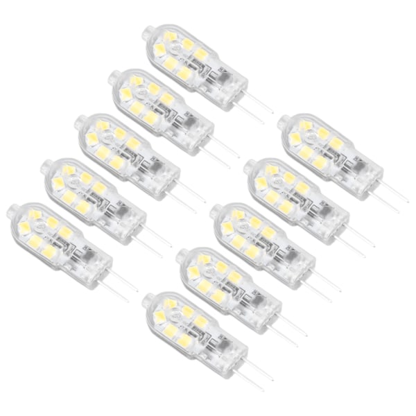 10 stk G4 LED-pære Lysstyrke Dimming Høy Fargegjengivelse Transparent Shell Lyspærer for Landskapslys DC 12V Hvit Lys