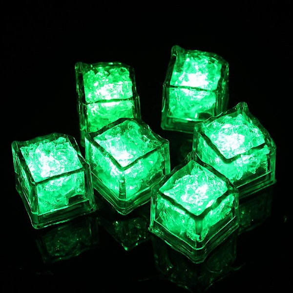Lysende Isbiter, 12 Pakke Multifarvede Led Isbiter, Genanvendelige Glødende Blinkende Isbiter til Klub Bar Fest Green