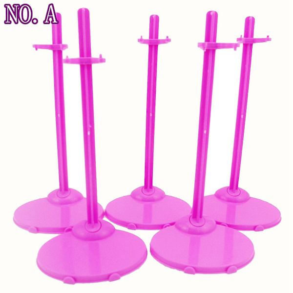 5 st Doll Stativ Display Stödande Midja Modell Rosa Lila Hållare För Barbie Doll För Monster High Doll Tillbehör Barn Leksak NO.A
