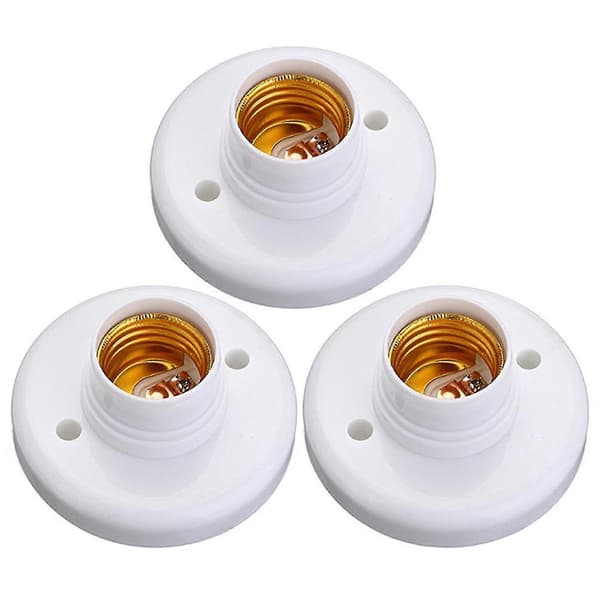 3x E27 Plastik Skrue Pæreholder Base til Loftlampe Hvid [DB]
