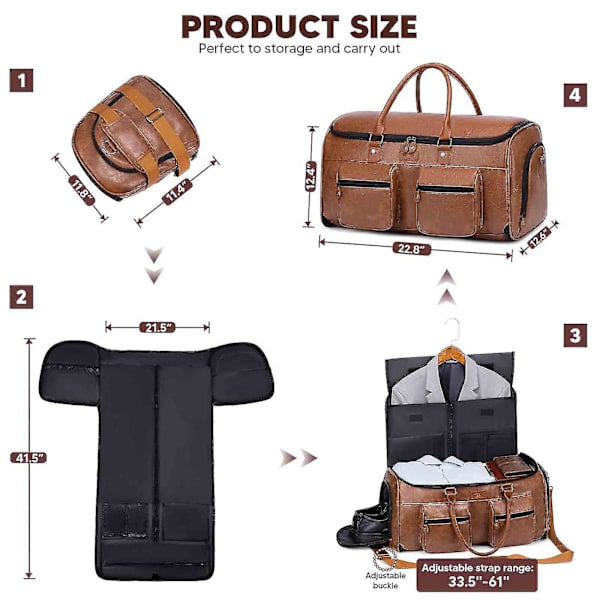 Rullande Klädväskor för Resor, Konvertibel Duffel Klädväskor Rullväskor - SDR Dark Brown