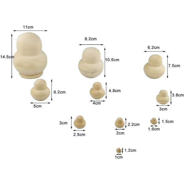 10 st Ommålade Ryska Nesting Dolls Trä Ryska Dockor 10 Lager Dockor För Barn Leksak Heminredning Födelsedagspresent