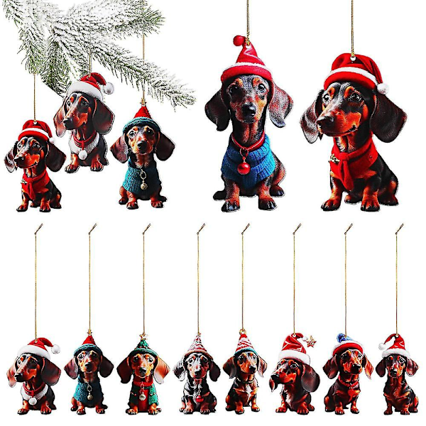 10 stk Julehengende anheng Dachshund figurer Juletre Hjemdekorasjoner