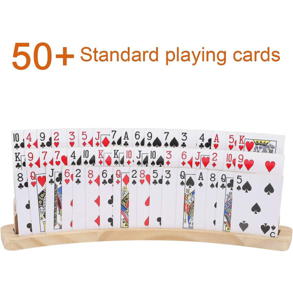 Curved Wooden Playing Card Holder Tray Rack Organizer Set of 2 Solid Card Holder for Kids Seniors -  [DmS]