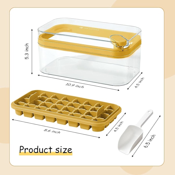 SDIGV Isbitbricka med lock och behållare, 2-pack för frys, 64 st isbitsform (grön) Yellow