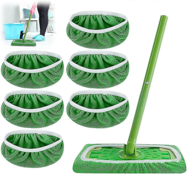 6 stk. Genanvendelige Mikrofiber Moppe Puder Til Swiffer Sweeper Mop, Tørre Fejepuder & Våde Mopper Til Gulvvask 6Pcs