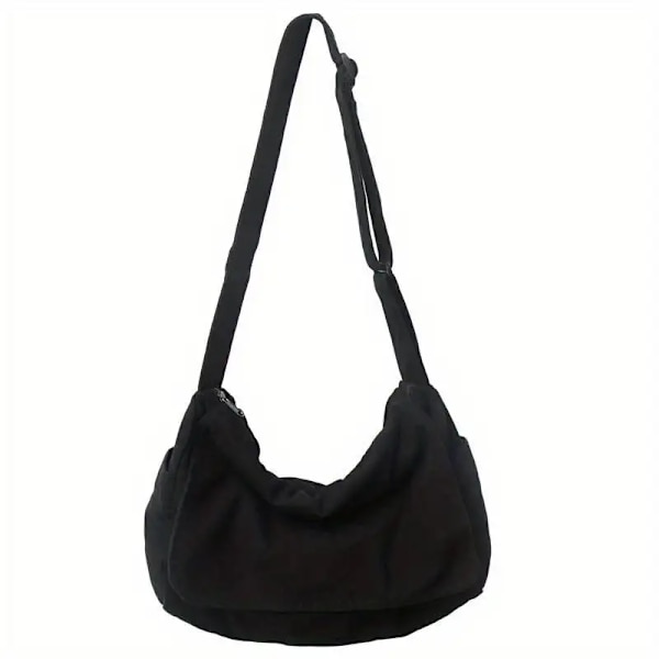 Dame Messenger Bag Vintage Håndtaske Lærred Teenager Skulder Tote Tasker Casual Håndtaske Crossbody Håndtasker Black