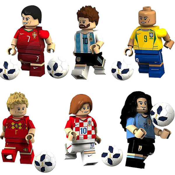 8 stk. / Sæt Super Star Minifigurer Legetøj Fodboldspiller Byggeklodser  [DmS]