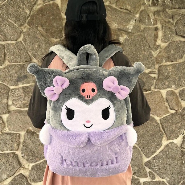 New Sanrio Cartoon Lovely Plush Backpack Cinnamoroll Kuromi Girl Heart Large Capacity My Melody Shoulders Bag Kid Christmas Gift[HK]