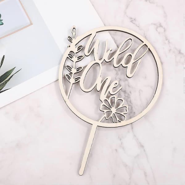 Wild One Blomsterkagepynt, Træ Wild One Cupcake Pynt Vilde Blomster Kagepynt