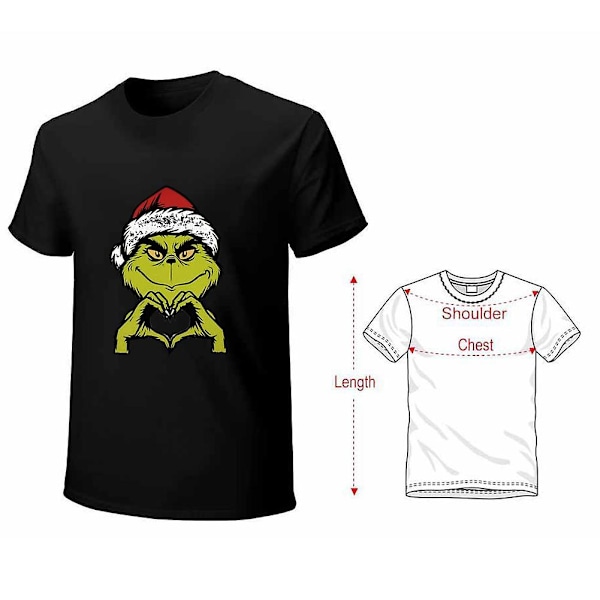 Ful Grinch Hjärta Händer T-shirt Julgåva Uttryck Kärlek Kortärmad För Par Kärlekspar Black L