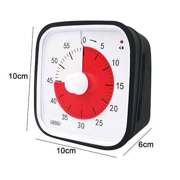 Visuel nedtællingstimer, Oversize klasseværelse visuel timer til børn og voksne, holdbar mekanisk køkkentimer ur-sort  (FMY)