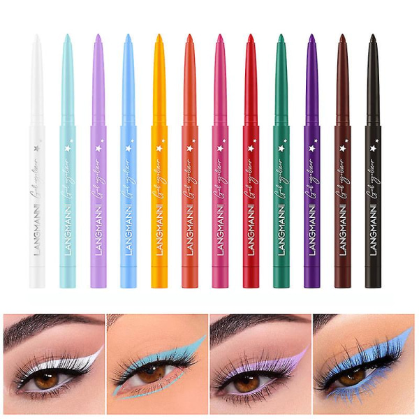 12 Farvede Eyeliner Sæt Mat Eyeliner Blyant Vandfast Farverig Flydende Eyeliner Kit