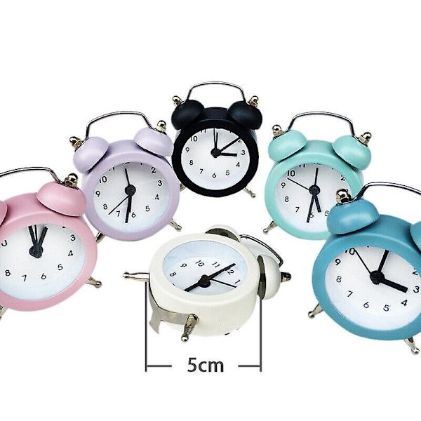 Vækkeur Lilone Dobbelt Klokke Høj Lyd Til Tunge Sovende Soveværelse Lysgul Mini Light Blue