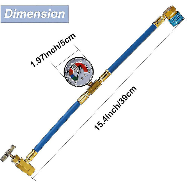 R1234YF Laddningsslangssats, R-1234YF Laddningsslang och Mätare, R1234YF Lågtrycks Snabbkoppling Adapter, 1/2 LH Burköppnare Blue