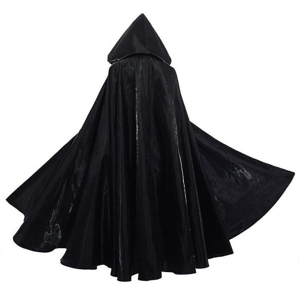 Halloween Kostume Til Kvinder og Mænd - Lang Hexe Kappe med Hætte i Satin Rød - Middelalderlig Green 100cm