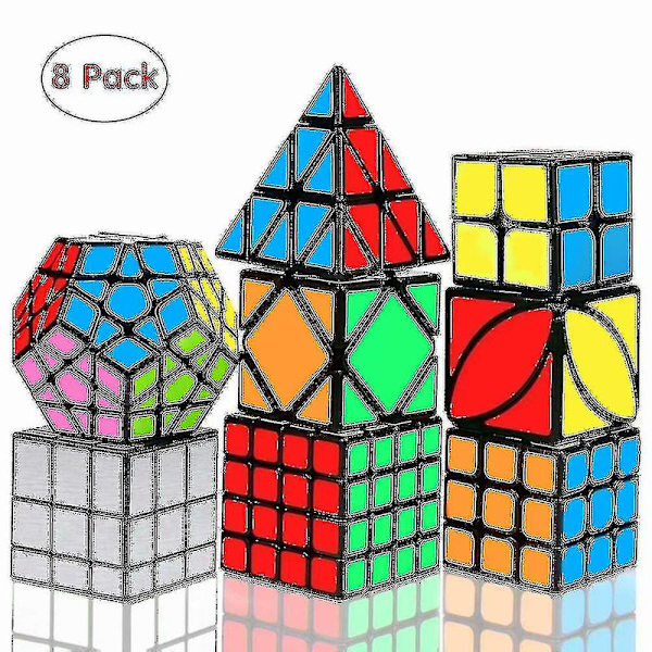 Nopeuskuutiosetti, Magic Cube -paketti 2x2 3x3 4x4 Pyramidi - Leikkikuutiopuzzlesetti lapsille ja aikuisille, 8 kpl [DmS]