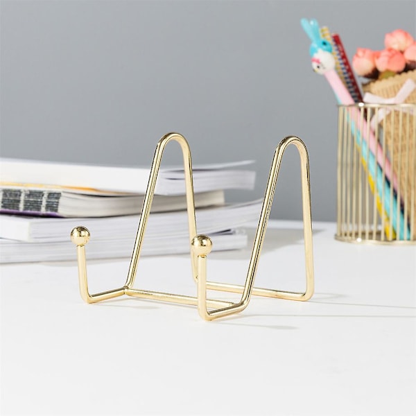 Plate Stands Jern Display Easel Foto Bilde Skål Fat Bokholder Ramme Small 8  8  8cm Gold