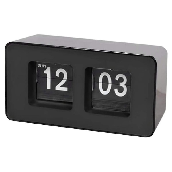 Automatisk Vendbar Ur, Klassisk Retro Ur, Digitalt Bordsklokke, til Familie Soveværelse (Sort) Black