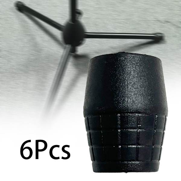 6x Mikrofonstativ Gummifødder Gummibeskyttelse Black for Tube Dia 22mm