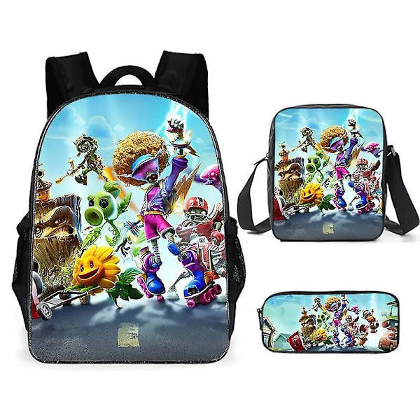 Plants Vs. Zombies 3-pack set barnryggsäckar spel periferi flickor pojkar ryggsäckar skolväskor tecknad film dagis ryggsäck present 5