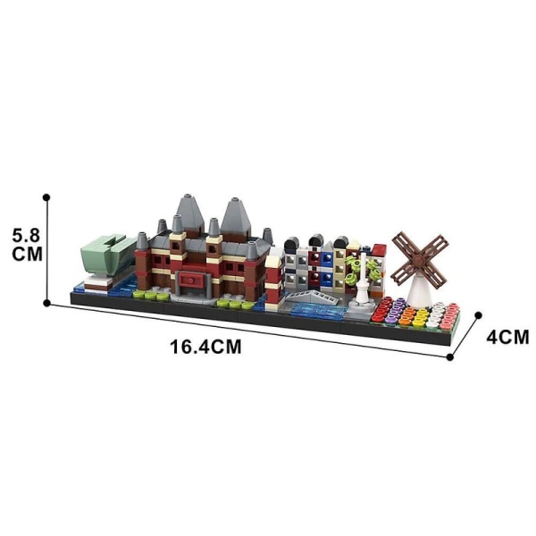 Moc Amsterdams skyline Byggklossar Arkitektur Stadsgatamodell Set med gör-det-själv-leksaker Present för barn Vuxen [DmS] 336PCS