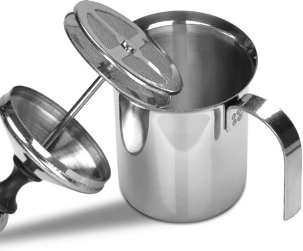 400ml Manuell Melkeskummer i Rustfritt Stål - Dobbelt Mesh Skumkopp