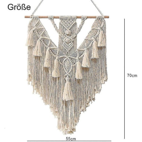 Macrame Väggbonad, Chic Bohemisk Gobeläng För Sovrum 55 X 70 Cm xc