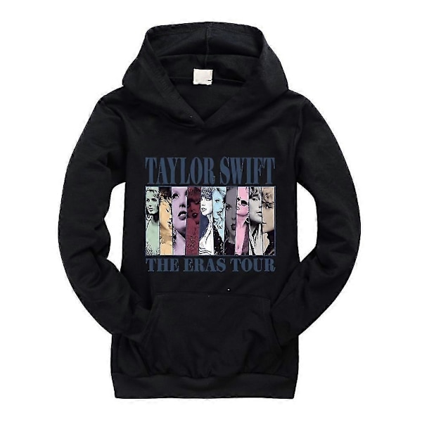 Julegaver Pop Taylor Swift The Eras Tour Hoodie Jenter Gutter Hettestroffegenser Pullover Topper 9-14 År Barn Tenåringer Black 13-14 Years