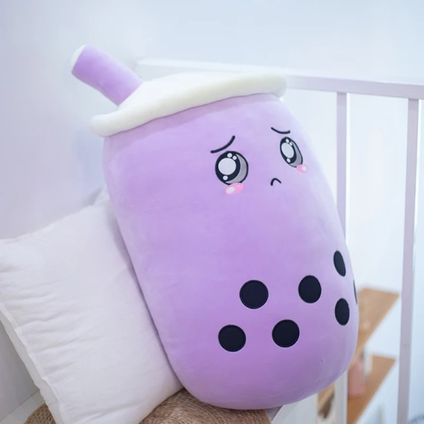 Plysj Boba Te Kopp Leke Panda Boble Te Pude Søt Fruktdrikk Plysj Fylt Myk Eple Jordbær Melkete Barn Gave purple 24cm