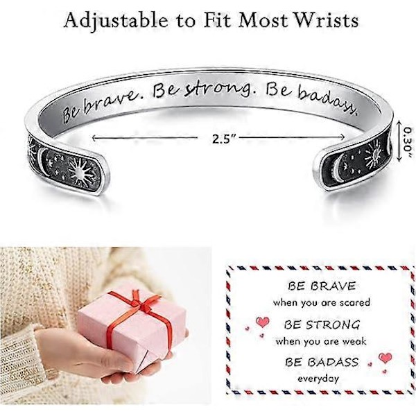 Inspirerende Armbånd til Kvinder Teen Piger Personlige Gaver til Datter Granddatter Mor Søster Veninder Rustfrit Stål Graveret Manschet Fødselsdag